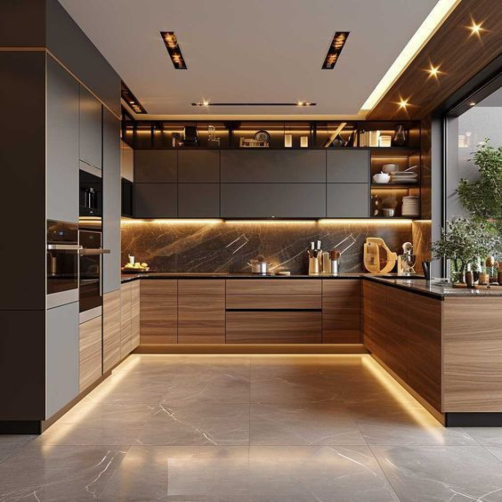 U-Shaped Black Kitchen
